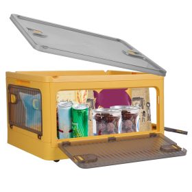 Foldable Storage Bins with Lid 4 Doors Collapsible Stackable Closet Organizer Containers with Lock 4Pcs Wheels