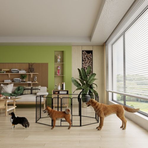 Dog Playpen, 40 Inch 8 Panels Puppy Playpen, Dog Exercise Pen for Large/Medium/Small Dogs, Foldable Dog Pen with Doors for RV, Camping, Yard Dog Playpen, 40 Inch 8 Panels Puppy Playpen, Dog Exercise Pen for Large/Medium/Small Dogs, Foldable Dog Pen with Doors for RV, Camping, Yard