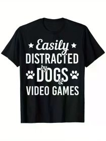 Dog Lover Video Games Lover Dogs And Video Gaming Funny Dog T-Shirt, 100% Cotton, Single Side Printed