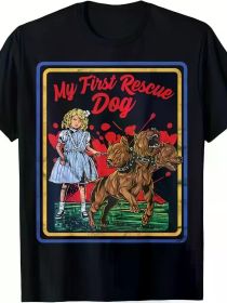 Vintage Game Horror, Dark Humor, My First Rescue Dog T-Shirt Funny Ghost Halloween T-Shirt