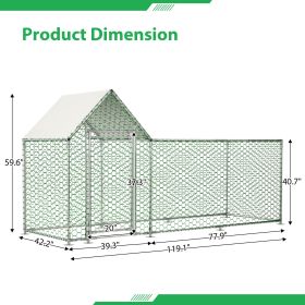 Metal Chicken Coop,Walk-in Chicken Run,Poultry Chicken Hen Pen Cage,Rabbits Duck Cages,With Cover (Option: 10x3 ft)