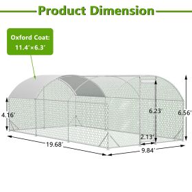 26'x9'x6'Large Metal Chicken Coop,Walk-in Poultry Cage,Chicken Run With Waterproof Cover,Outdoor Backyard Farm,Chicken Rabbits Duck Run Pen,Easy (Option: 3x8m)