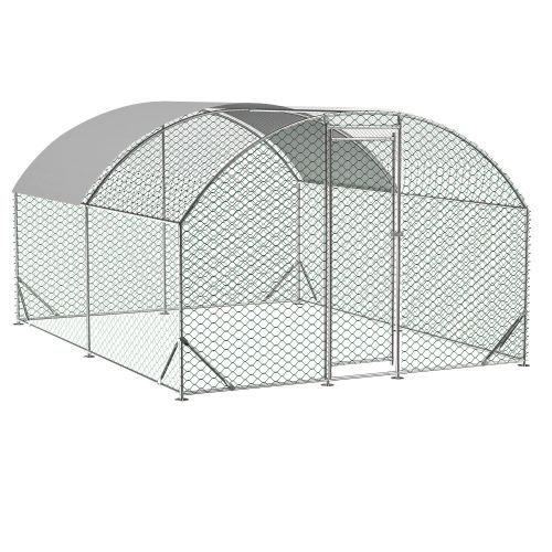 Large Chicken Coop Metal Chicken Run With Waterproof And Anti-UV Cover, Dome Shaped Walk-in Fence Cage Hen House For Outdoor And Yard Farm Use,9.